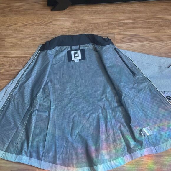 FootJoy FJ DryJoys Hydrolite Rain Jacket Gray Full Zip M Blackhawks Logo NWOT - Picture 6 of 13
